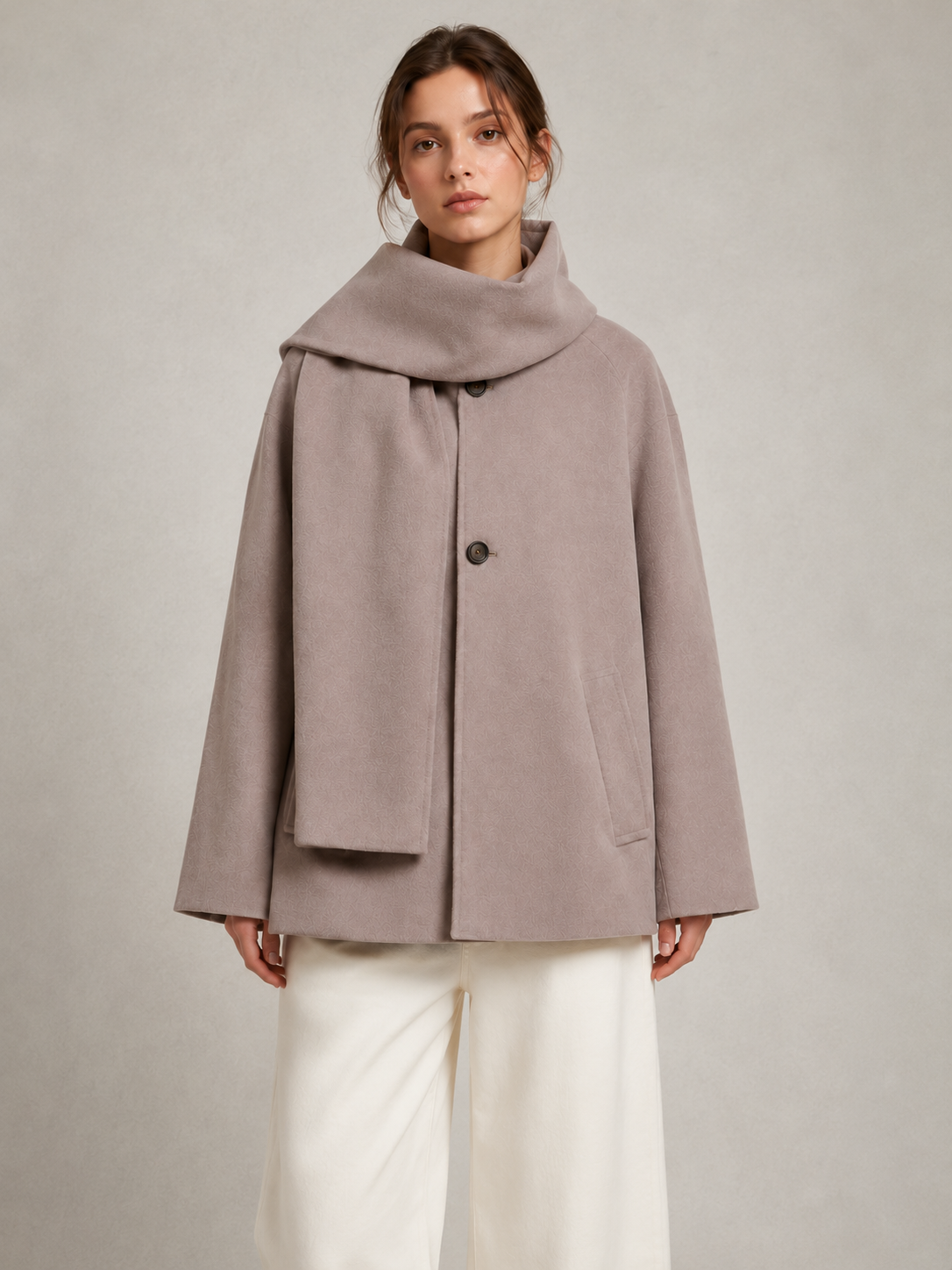 Wool-Touch Scarf Jacket