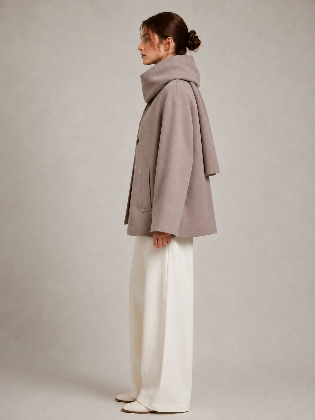 Wool-Touch Scarf Jacket