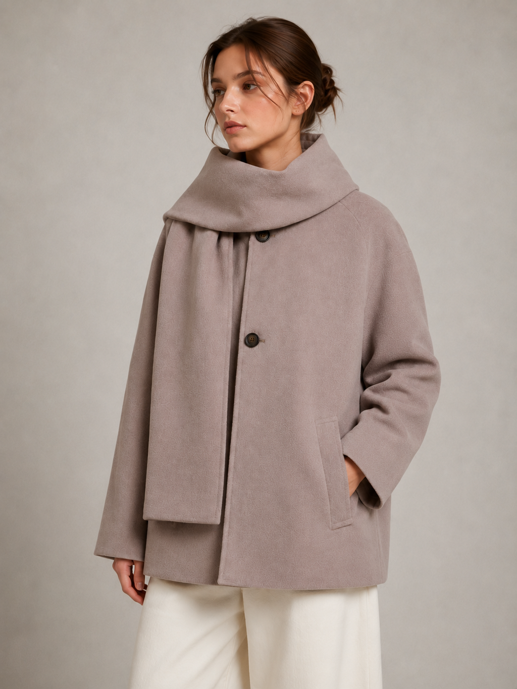 Wool-Touch Scarf Jacket