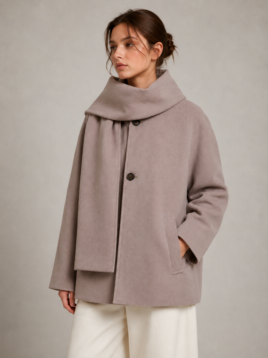 Wool-Touch Scarf Jacket